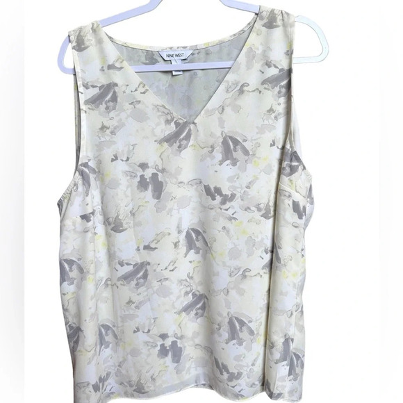 Nine West Ivory, Gray, Yellow Sleeveless XXL Blouse - Picture 1 of 5
